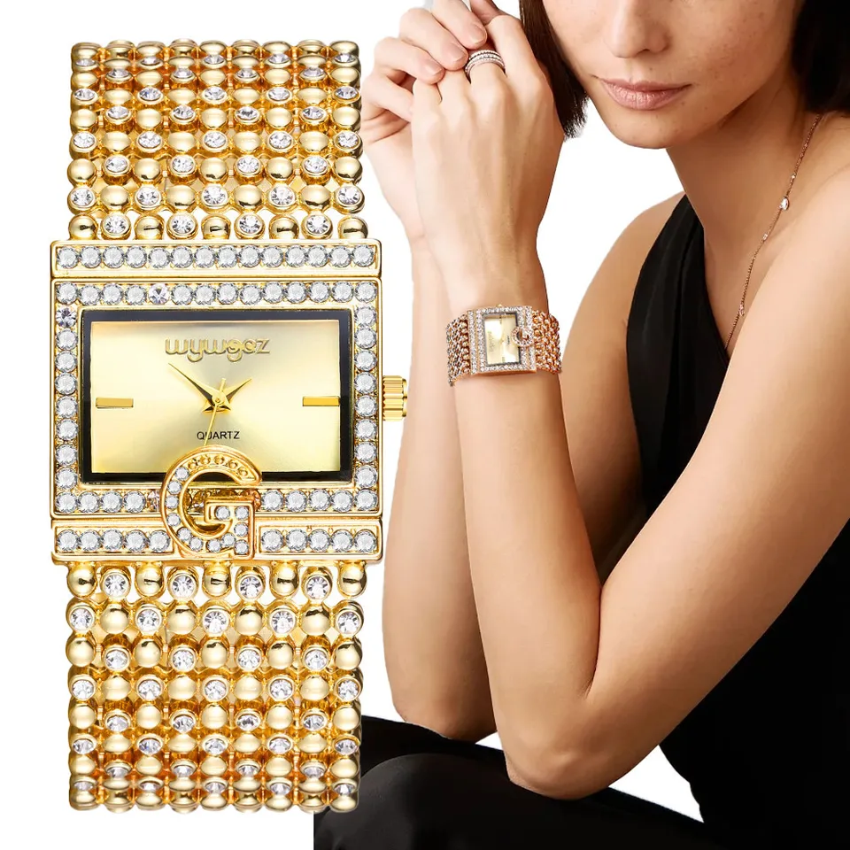 Uthai W31 Dámska móda luxusný diamant g Quartz hodinky hodinky z nehrdzavejúcej ocele náramok hodinky na náramok