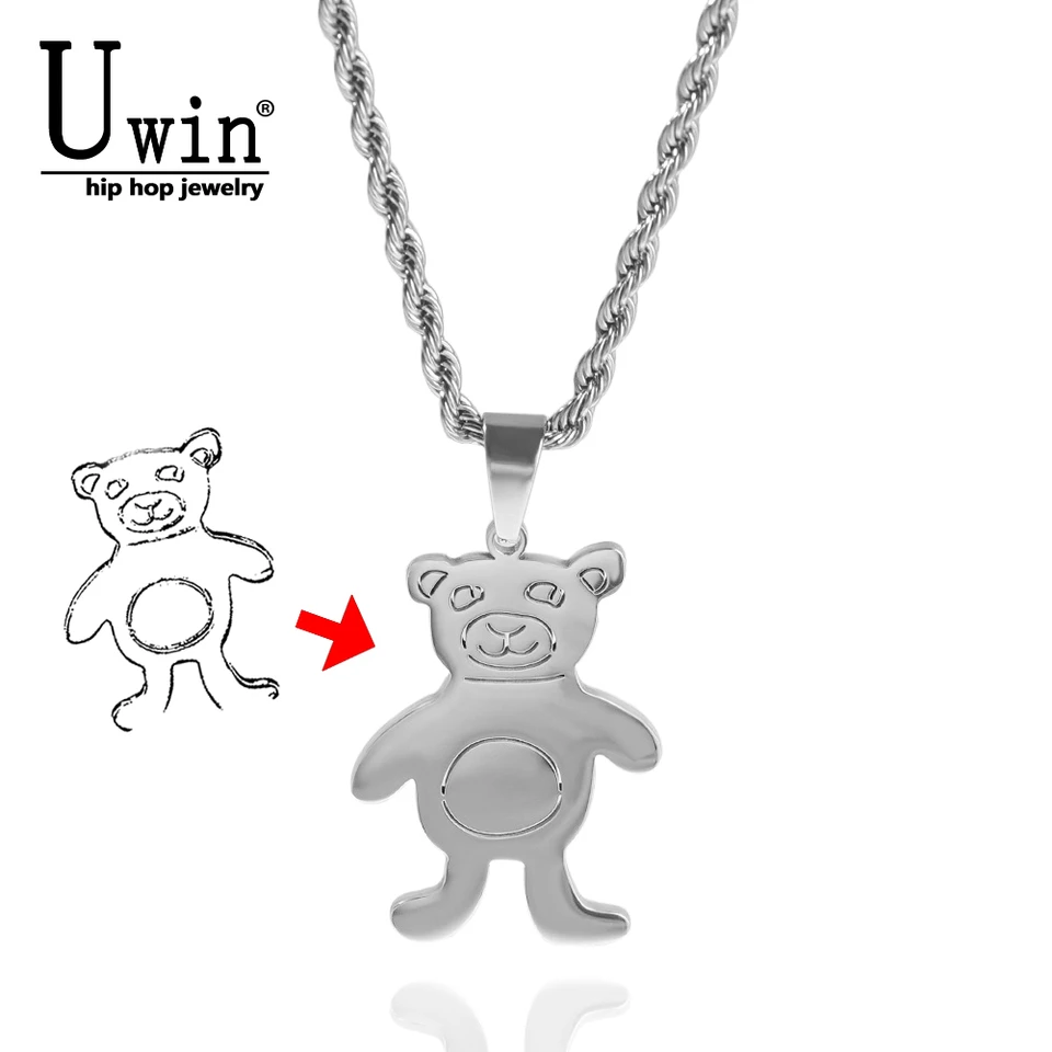 Uwin Custom Kid Doodles Zohadzavú oceľ prívesky detské maľba DIY Náhrdelník Prispôsobené módne kúzlo darčeky pre chlapcov dievčatá