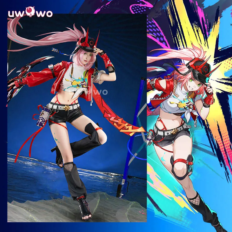 Uwowo Rappa Cosplay Collab Series: Game Honkai: Star Rail Rappa Cosplay kostým uniformy s klobúkom Halloween kostým vianočné cos