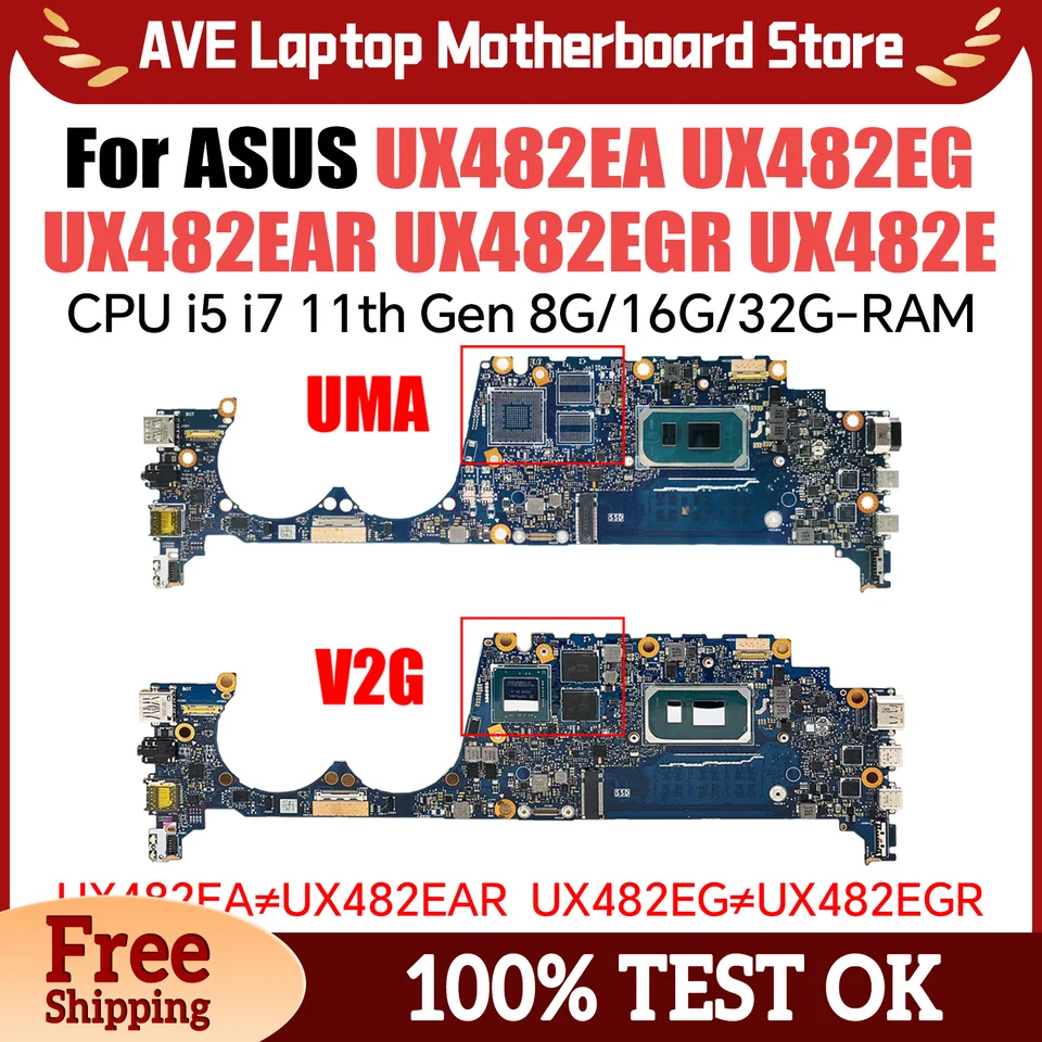 UX482EGH HASICAL pre ASUS UX482EAR UX482E BE482E BX482E LAPTOP Základná doska i5 i7 11. gen RAM-8G/16G/32G