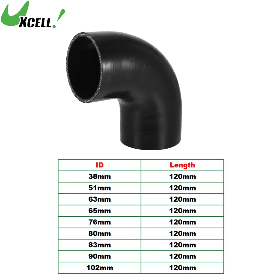 Uxcell 38 mm 51 mm 63 mm 65 mm 76 mm 80 mm 83 mm 90 mm 102 mm ID 120 mm dĺžka 90 stupňov automobilu Silikónová hadica Hadica Hadica Universal