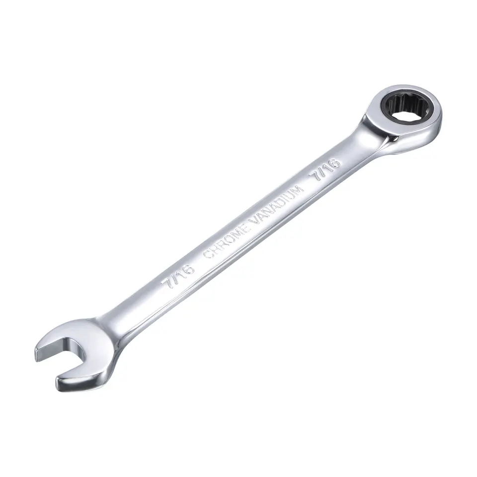 Uxcell 7/16 palca Ratcheting Combining Wrench SAE 72 zuby 12-bodové račňa