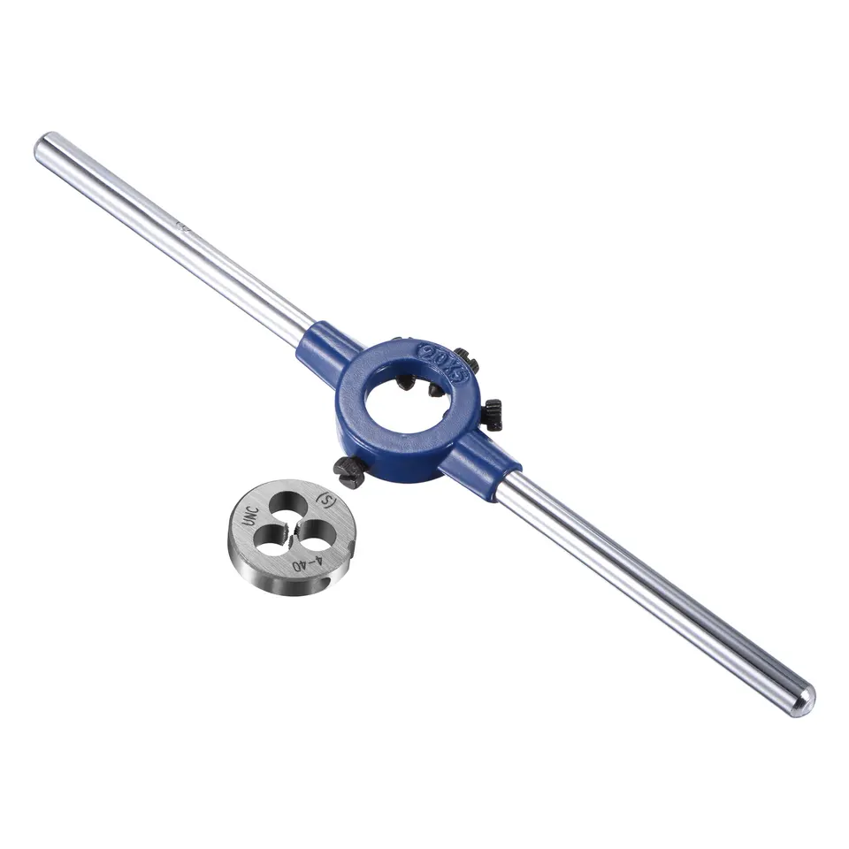 Uxcell Round Die Mater Stock Kľúč set 4-40 UNC Závidenie matrice a držiak na 20 mm so 4 nastaviteľnými skrutkami