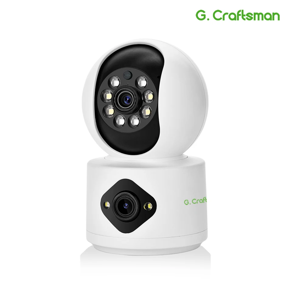 Uz WiFi dva šošovky Indoor WiFi 2MP Humanoid Humanoid Tracking Rotate Camhi Pro App Push Security Gcraftsman