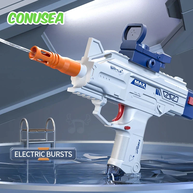 Uzi vodná pištoľ Striekanie hračky Elektrické automatické zbrane nepretržité natáčanie veľkej kapacity plážový bazén Outdoor Water Games Hračky pre chlapcov