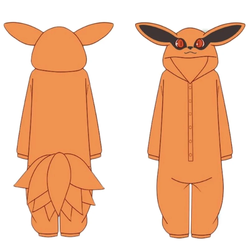 Uzumaki kurama kyuubi líška Cosplay kostým kigurumi unisex anime pyžamy flanel kombinézy spánok
