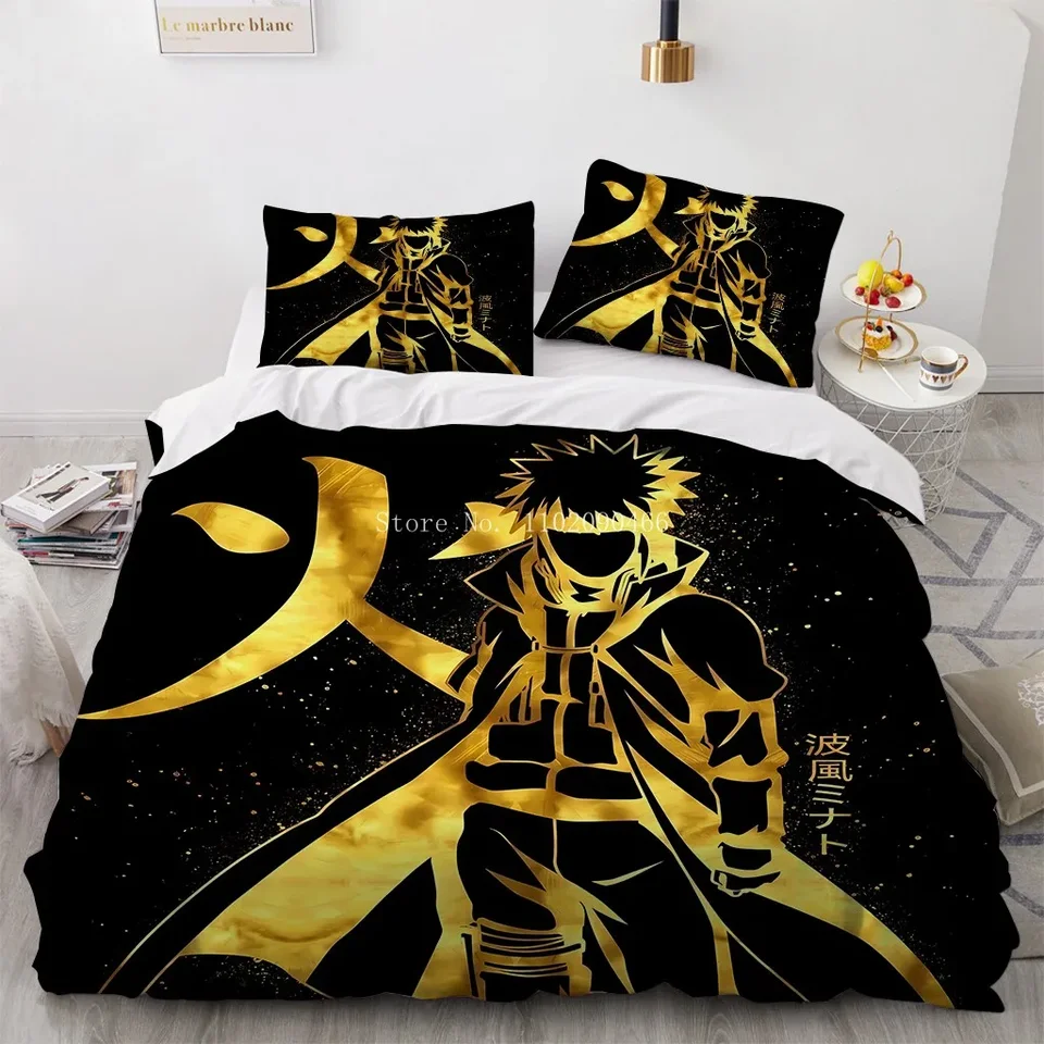 Uzumaki Naruto podstielka sada prikrývky Sasuke Cartoon Anime Bed Bedroom Ocra Cover Beddings Suit Kids Boys Birthday Darček