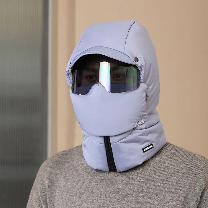 Ušená čiapka Zimná odolná voči vetru Full Cover Outdoor Riding Mask s okuliarmi Motocyklová vetrová maska ​​na tvár s kapucňou s kapucňou s kapucňou