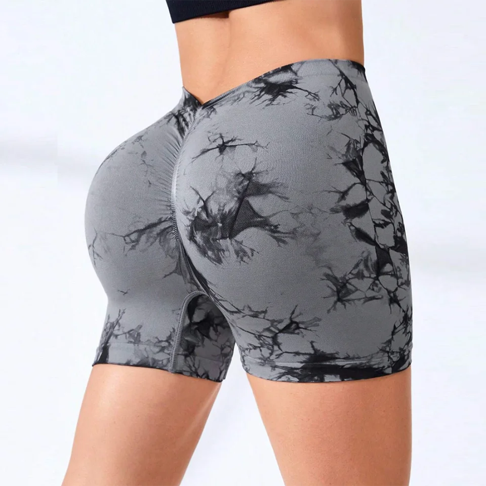 V-back scrunch butt šortky Ženy Zviazané farbivo bezšvový motorkársky korisť High Asa Fitness Running Yoga legíny ženské oblečenie Nové