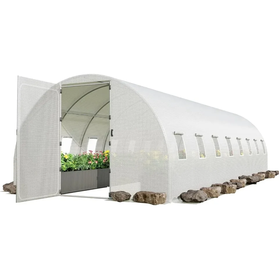 V chodníku skleníky, 26x10x7 ft Tunnel Green House pre vonku plastová krycia záhrada Teplý dom, veľký horúci dom