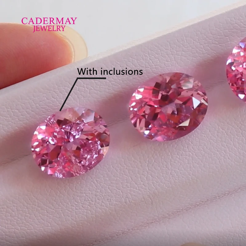 V laboratórnom laboratóriu Pink Sapphire s inklúziami 7x9mm-13x18mm oválny tvar Sakura ružové laboratórium pestované rubínové voľné kamene na výrobu šperkov