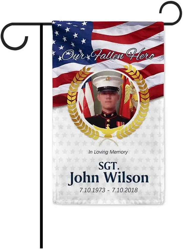 V láskyplnej pamäti nášho padlého Hero Garden Flag Memorial Day American Patriotic 12,5 x 18 palcov