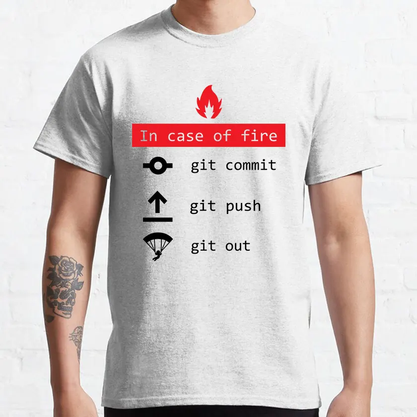 V prípade Fire Git spácha Push Funny T-Shirt Programmer Tux Coder Java Linux Penguin tlačené tričko 100% bavlna plus Veľkosť tričko