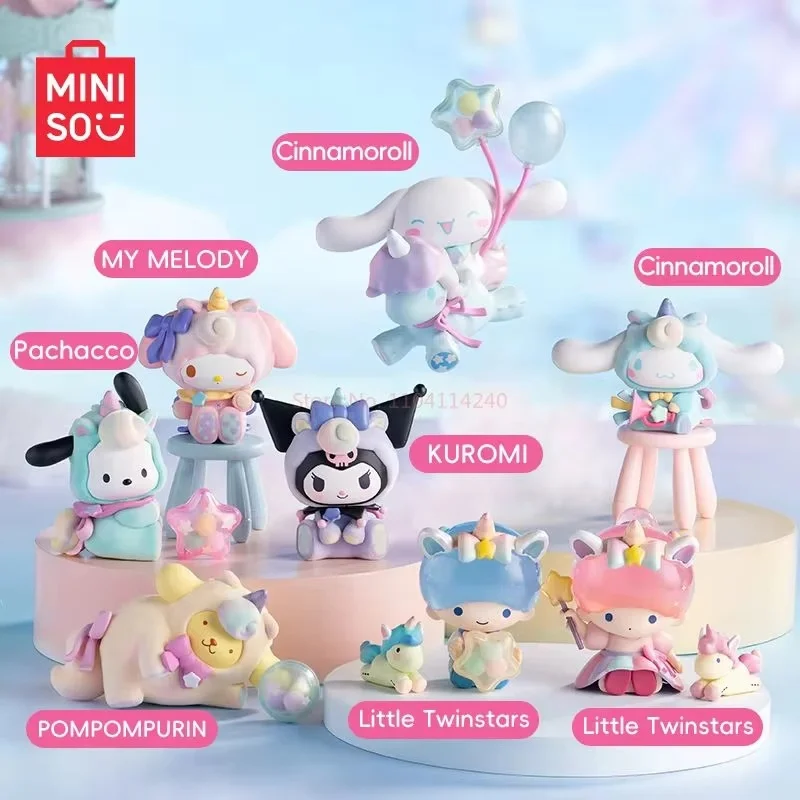 V skladbe Sanrio Blind Box Paradise Series My Melody Cinnamoroll Pochacco Pompom Purin Little Twin Star Model Dolls Hračky