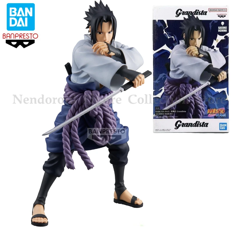 V sklade Bandai Banpresto Grandista Naruto Uchiha Sasuke Anime Action Figure Figure Gift Model Collection Hobby