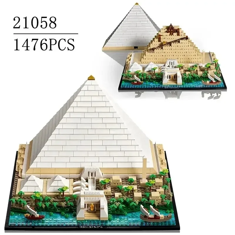 V sklade Classic 21058 Veľká pyramída z modelu Giza Model City Architecture View Building Building Blocks Set DIY Zhromaždené hračky