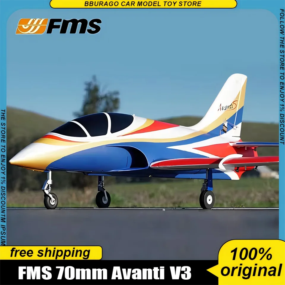 V sklade FMS 70 mm Avanti V3 PNP RC Airplane Elektrický diaľkový ovládací model lietadla Fixné krídlo vonkajšie RC lietadlá Hračky pre deti Darček
