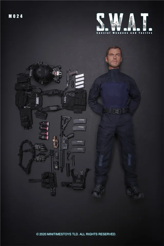 V sklade Mini Times Hračky M024 1/6 SWAT 2.0 LAPD Mužský vojak postava Špeciálne zbrane a taktika nastavené na zbierku