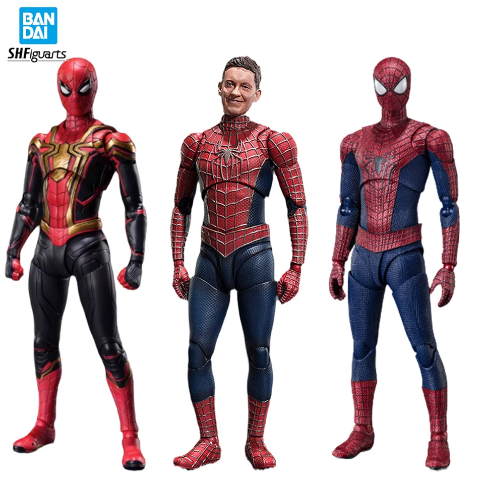 V sklade Original Bandai Shfiguarts Spider-Man: No Way Home Holland Tobey Garfield Peter Parker postava Originálny akčný model hračky