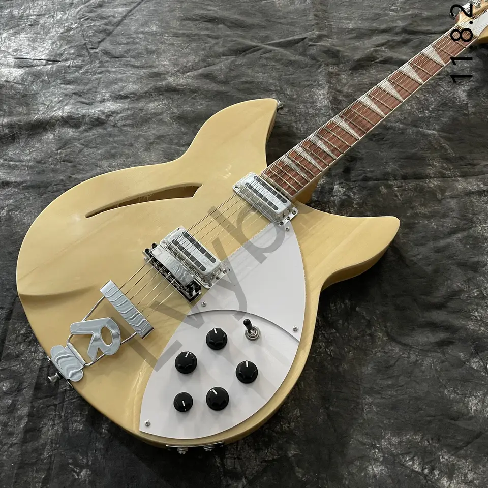 V skladovaní! Vysoko kvalitné 12 reťazcov elektrická gitara Ricken 360 Basswood Body Rosewood Fretboard 'R' Tailpiece Prírodná farba
