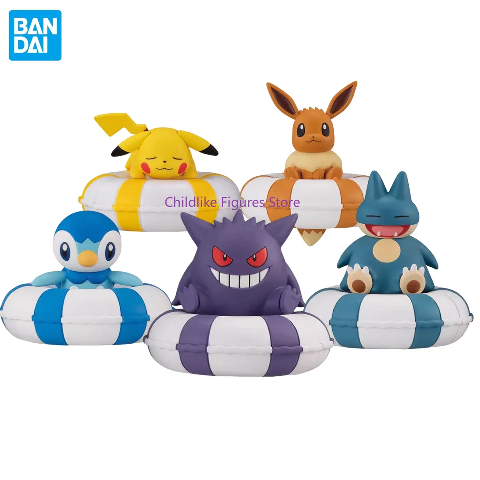 V Stock Bandai Original Pokemon Gashapon Floating Ringing Ring Pikachu Eevee Gengar Piplup Gonbe Kawaii Anime Figures