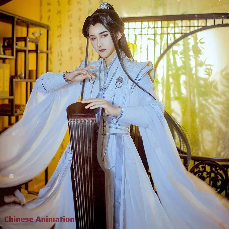 V Stock Chinese TV starožitnosti séria 2ha nesmrteľnosť Chu Wanning Cosplay Chu Wanning kostým biele šaty parochňu staroveká Hanfu QW7