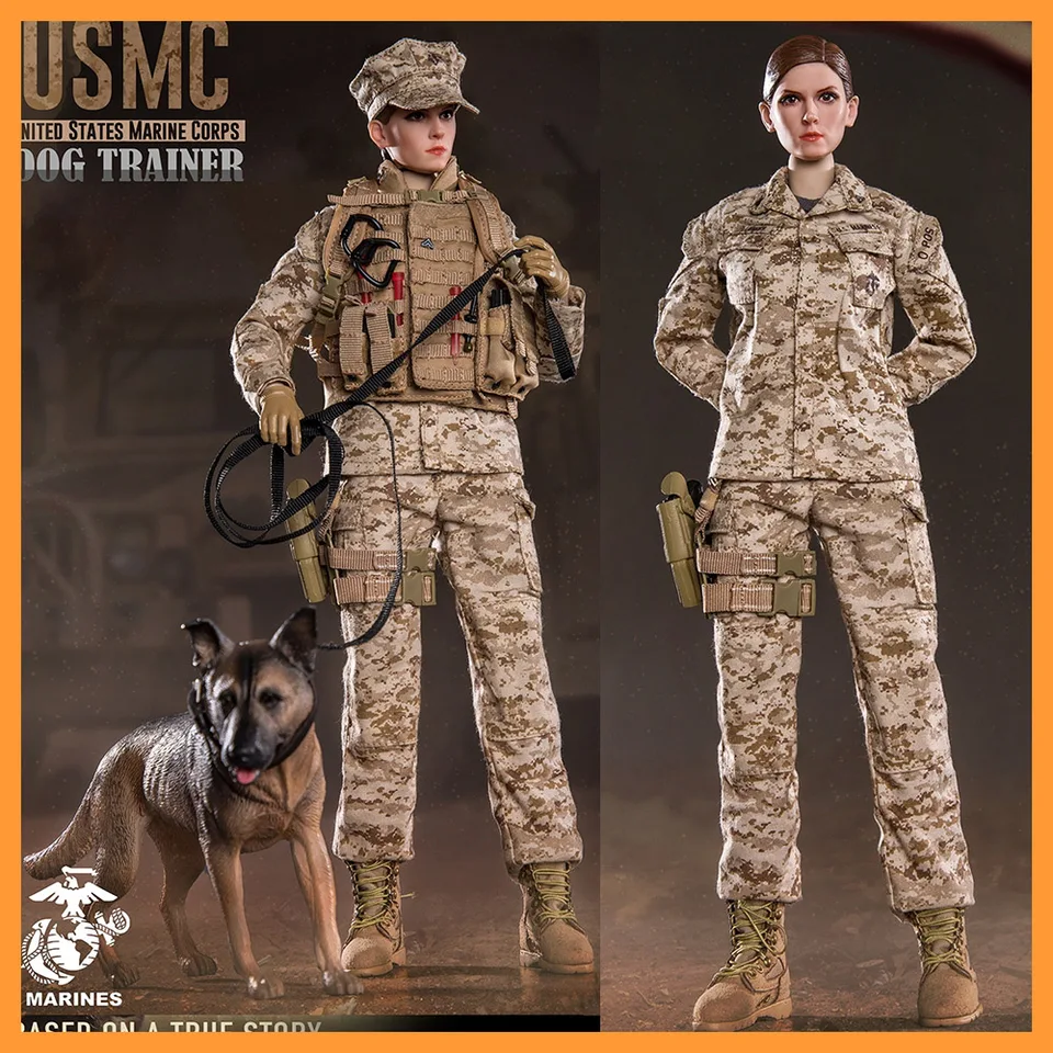 V Stock Flagset FS73042 1/6 USMC Dog Trénerka ženského vojaka Model 12 '' Action Figure Full Set Collectible Toy