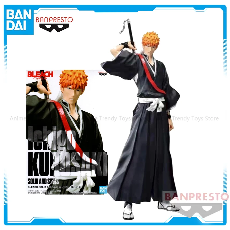 V zásobe Bandai Anime Bleach Figure Kurosaki Ichigo Draw Sword Zangetsu Action Figures Nožové kolekcie Hračky pre darčeky chlapcov