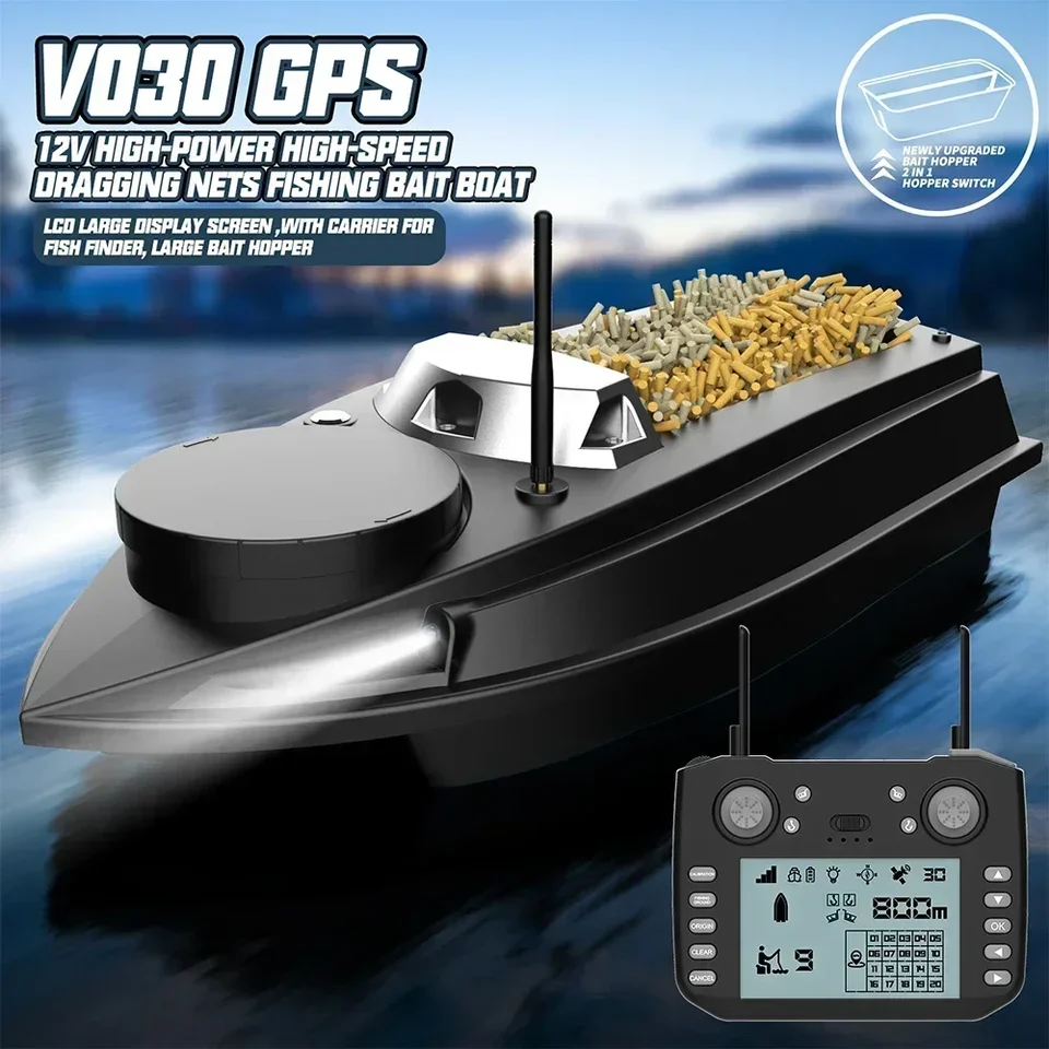 V030 Veľká RC návnada GPS 9 Rybárska zem 180 bodov Intelligent Automatické plavby Návrat 12 V vysokorýchlostné hniezdo hľadajúci ryby