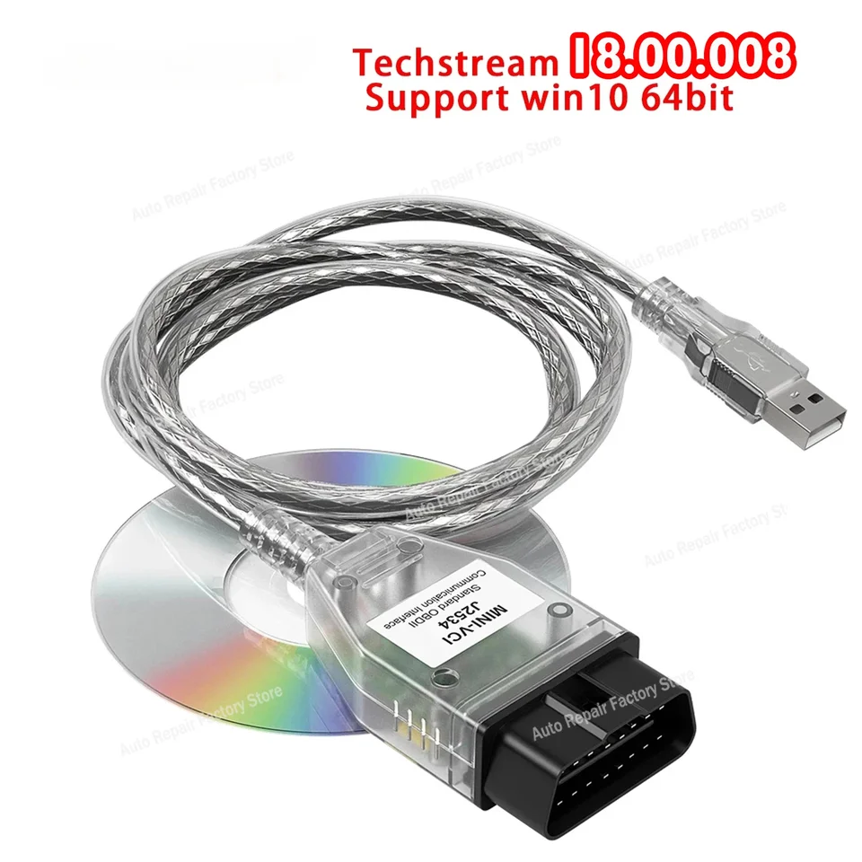 V18.00.008 MINI VCI pre Toyota TIS Techstream Mini VCI FTDI FT232RL Chip J2534 OBD2 Diagnostický kábel automobilu do februára 2023 rokov