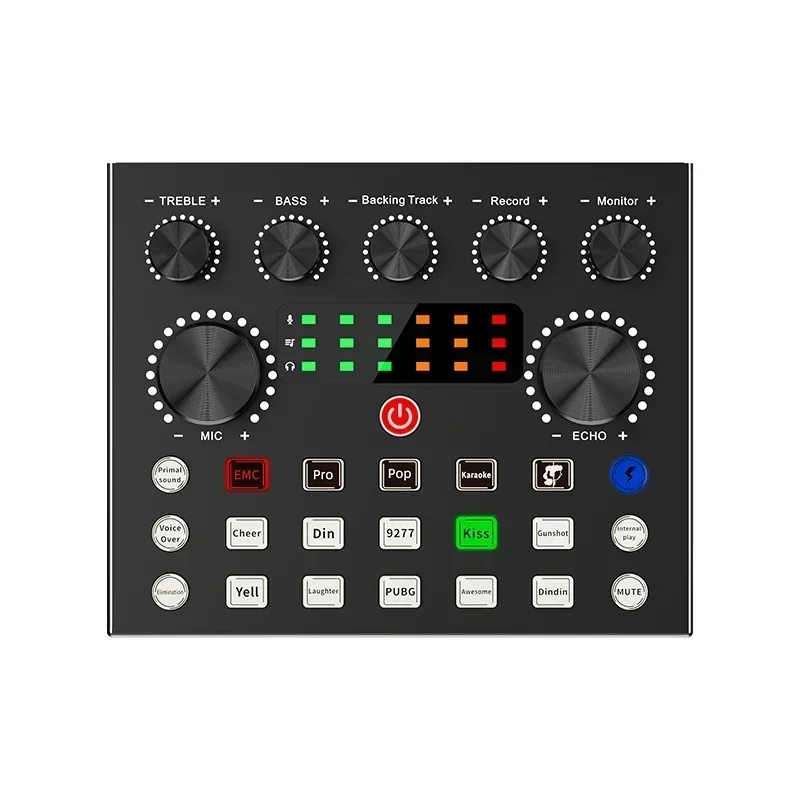 V8S Live Sound Card Sound Mixer Podcast Karaoke Home Studio Record Professional Soundcard Mic Mixer Voice Changer