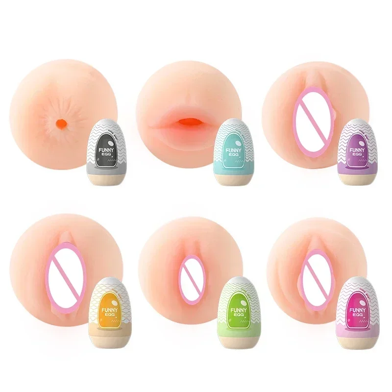 Vajec prenosný stimulátor penis Massager mäkké gumy pre dospelé pohlavné hračky pre mužov Realistické vaginové vreckové mačička Mini šálky masturbator