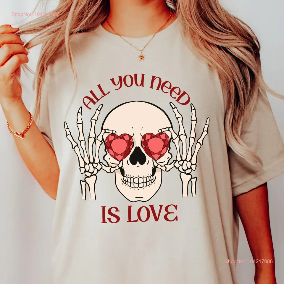 Valentines Day Vintage T košeľa kostra láska boho retro štýl Bohemian nadmerne veľkú zábavu dlhé alebo krátke rukávy