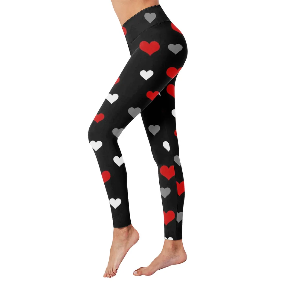 Valentines Day Workout Leggings Ženy milujú tlačové nohavice joga joga s vysokým pásom Fitness atletické nohavice športové domáce cvičenie Dámske nohavice