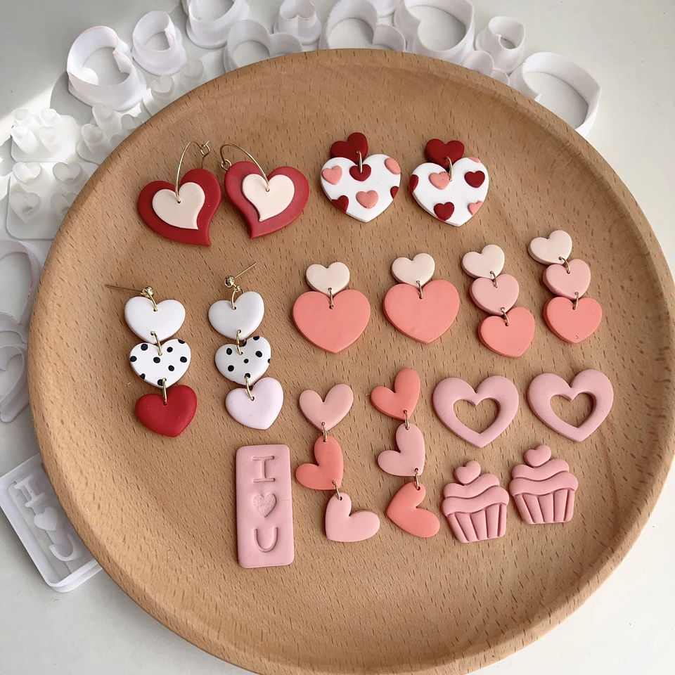 Valentín Mini mäkká hrnčiarska hlinená pleseň milostný list náušnice Clay Cutters DIY prívesok šperky výroby náradia Darčeky Darček