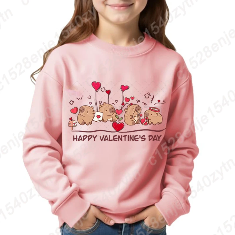 Valentínka Denná mikina pre dievčatko chlapec Capybra milenec módny módny pulóvery Valentín