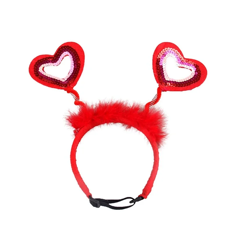 Valentínsky kostým pre psov Love Hearts Dog Headband Bandana Holiday Birthday Party Darček pre malé stredné psie mačky