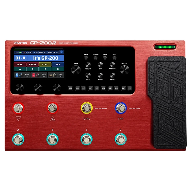 Valeton GP-200R Guitar Bass Bass Modeling Modeling IR simulácia simulácie viacerých účinkov s FX Loop Midi I/O Expression Pedál Stereo OTG