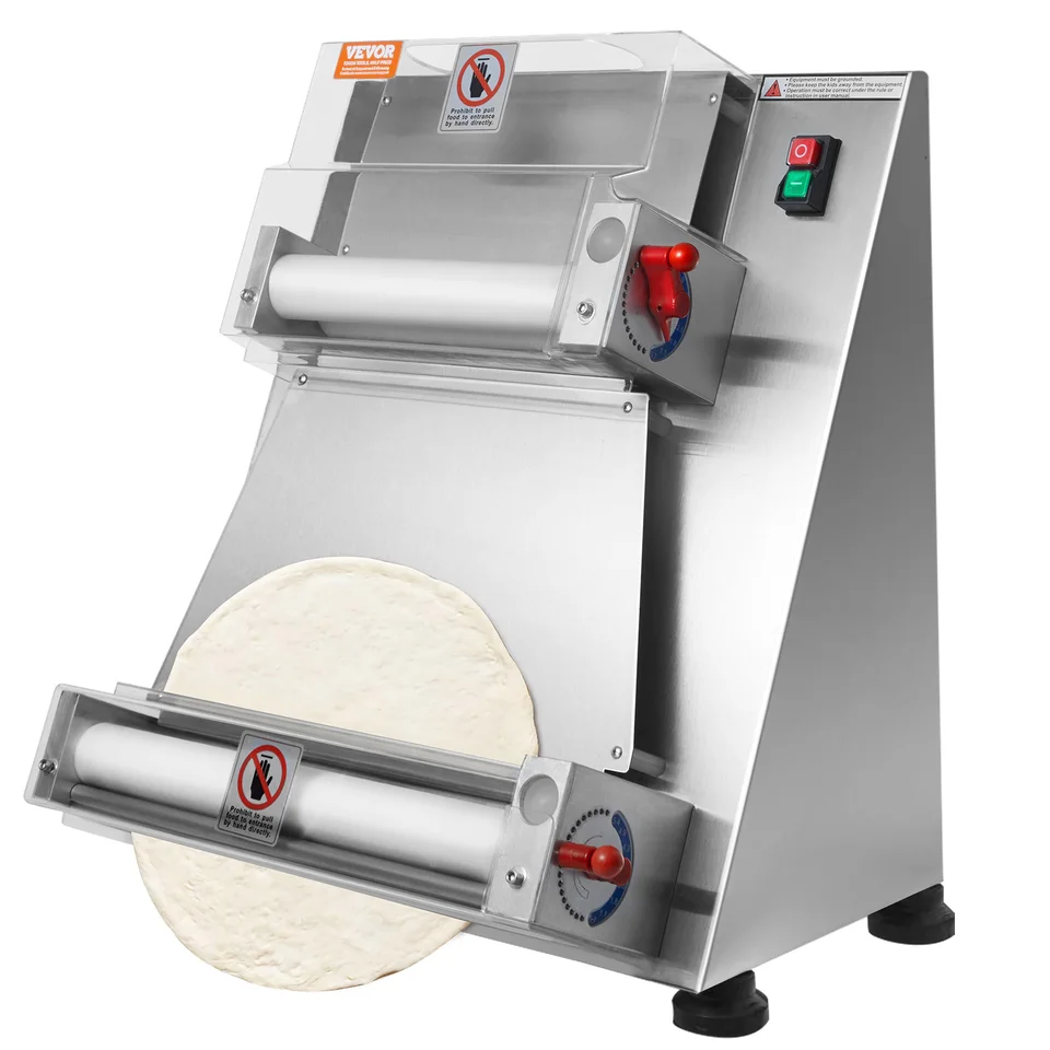 Valler Vevor Pizza Cest Sheeter, 3-15 palcový automatický komerčný pizza Press, 390W 260 Per/h Nerezová elektrická valček z nehrdzavejúcej ocele