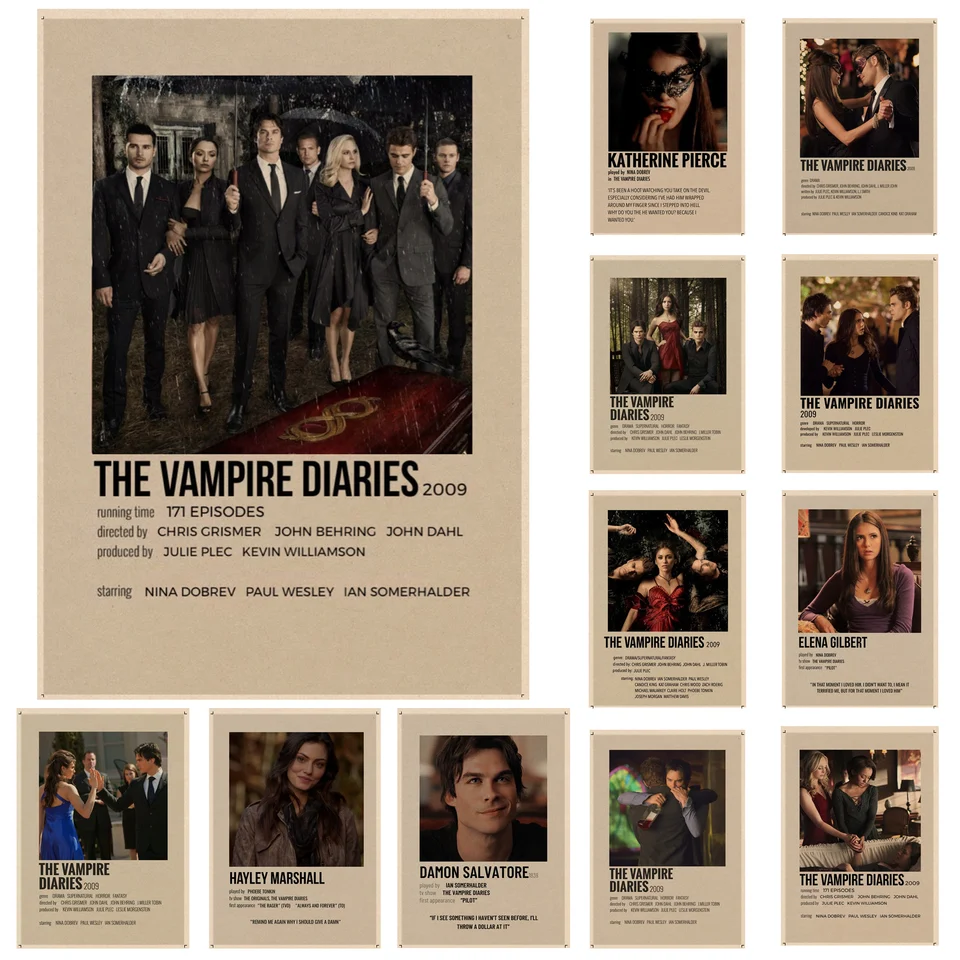 Vampire Diaries Movie plagáty kraft papier vintage plagát nástenná maľba študijné nálepky nástenné maľba nástenné maľovanie