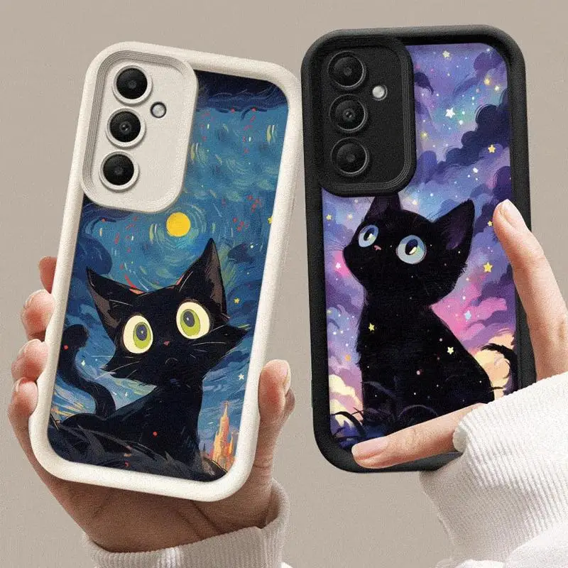 Van Gogh Art Cute Kitty Pase Pase pre Galaxy A15 A72 A52 4G 5G A25 A35 A55 A51 A73 A52S A53 A54 5G A71 4G 4G