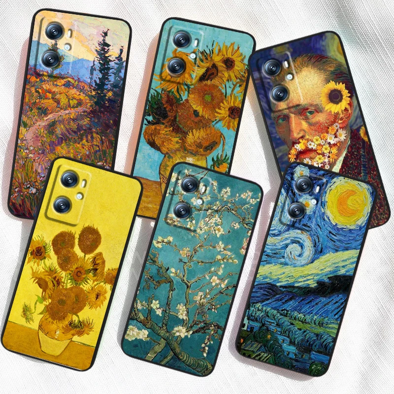 Van Gogh Art Painting for Oppo Find X6 X5 X3 A54S A5 A94 A16 A53S A57 A74 A72 A98 A78 A96 A9 5G 5G Black Funda Phone Case