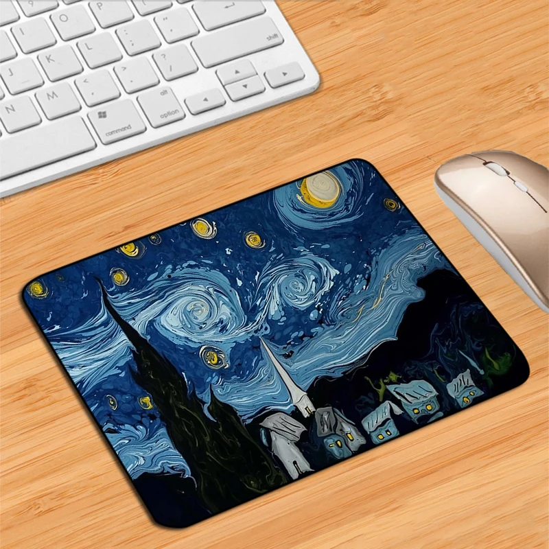 Van Gogh Illustration Anime Mouse Pad kawaii PC Accessories Gaming NAPOJODNÉ OBCHODY MOSÍM MOSÍM PATION Deskmat Desk Desk Protector Keyboard Mat