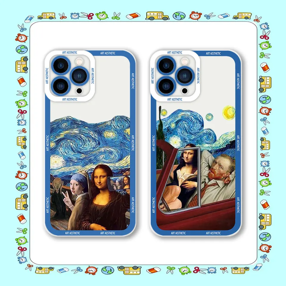 Van Gogh Mona Lisa Art Clear Case pre prípad Oppo Reno 10 8 Pro Plus 8Z 8T 7Z 6 Lite 6Z 5 5f 4 2f A7X A5 A5S A3S 5G Case Cover Cover Cover