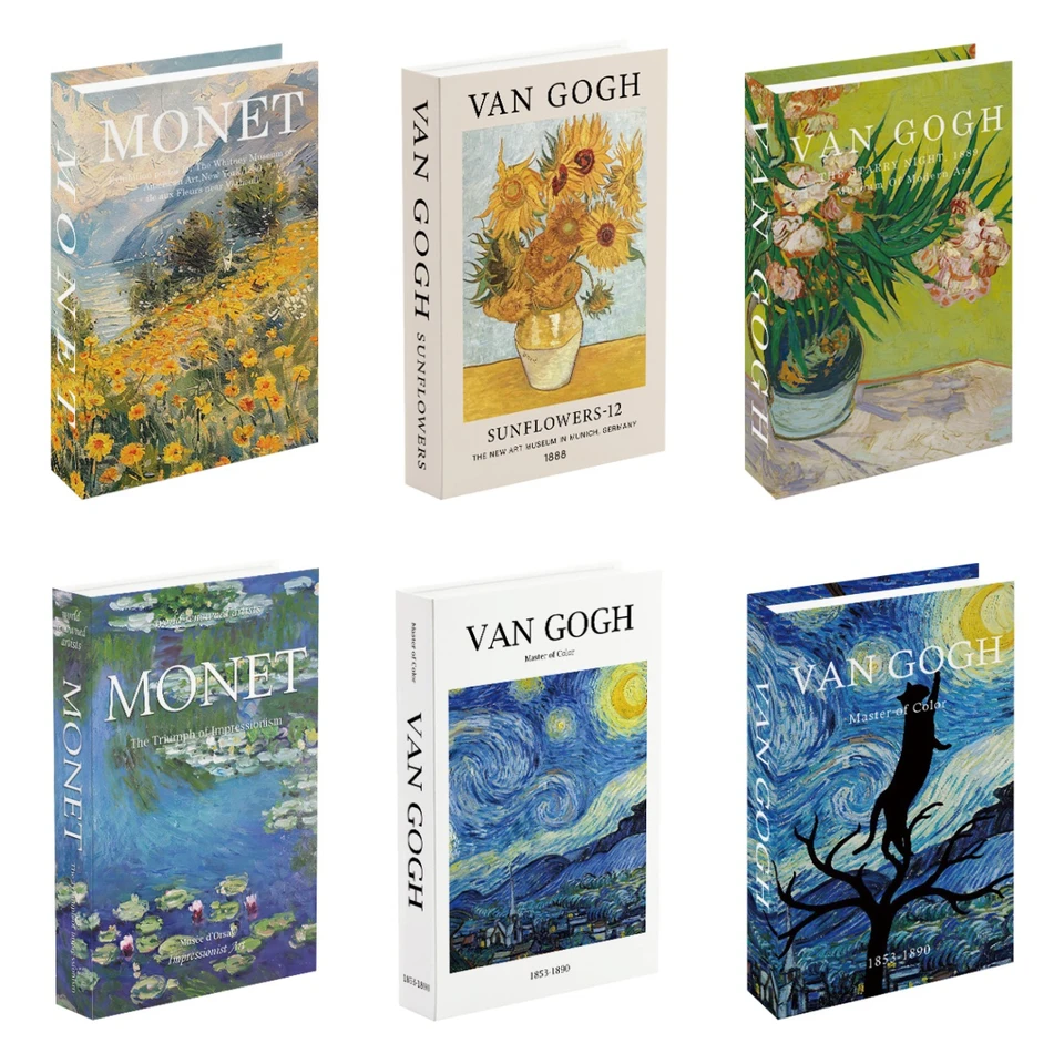 Van Gogh Monet Gothic Dekoratívne knihy Luxusné falošné kníhku