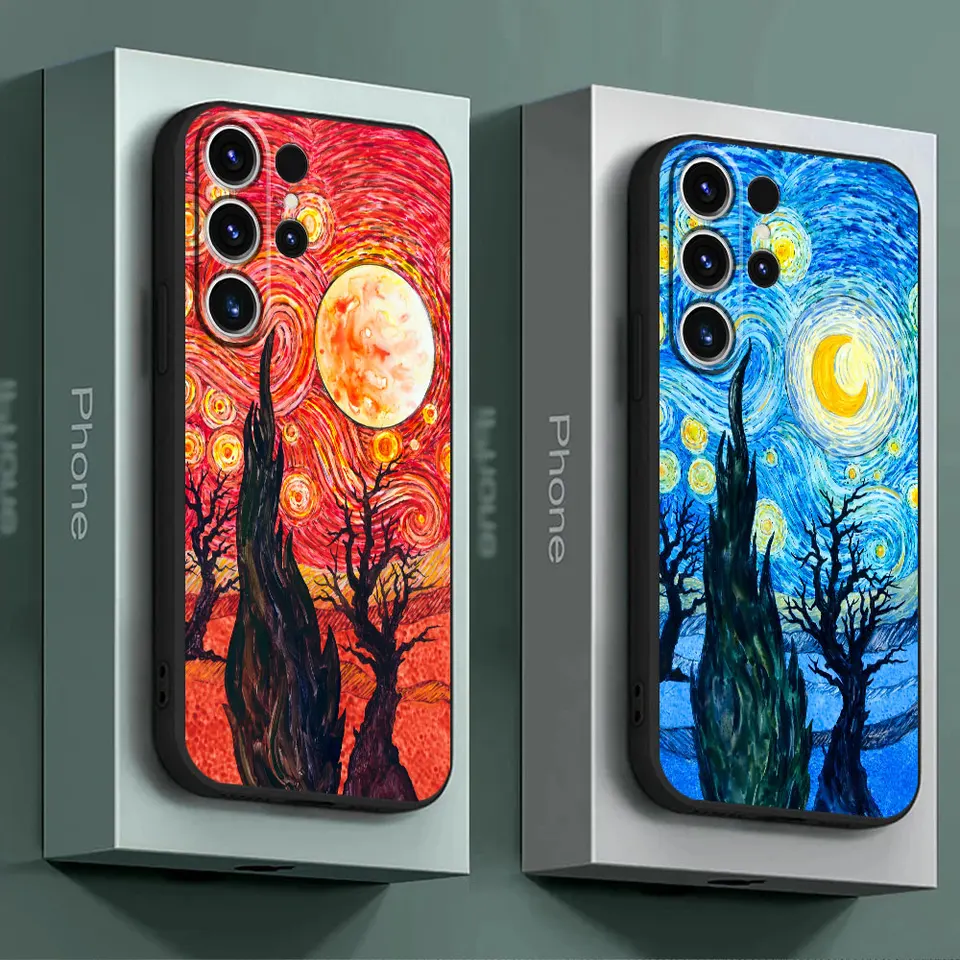 Van Gogh Painted Art Starry Night Case pre Samsung Galaxy S24 Ultra S23 Ultra S21 5G S21 Fe S20 S22 Plus Mäk