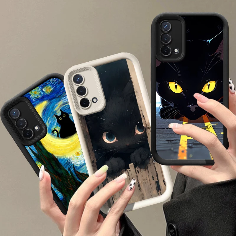 Van Gogh Sky Cat Puzdet pre prípad Oppo Realme C55 C63 C65 C67 Reno 10 11 12 13 Pro Plus A16 A17 A58 A74 A78 A98