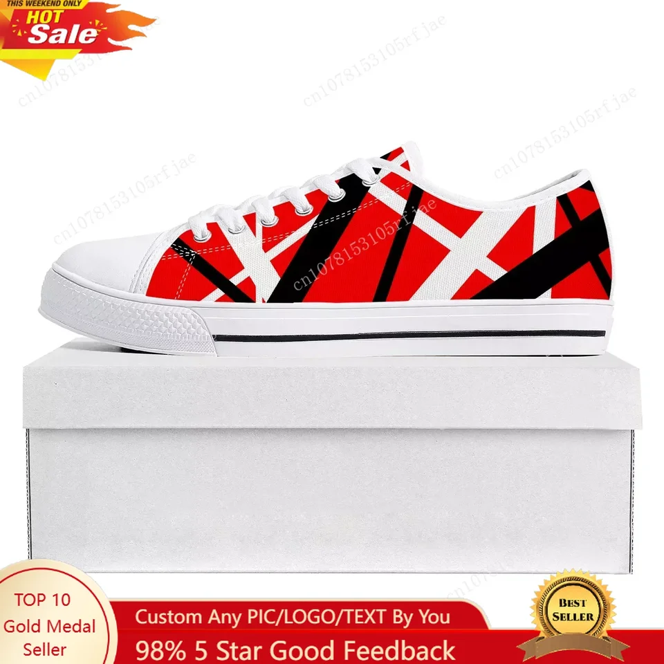 Van Halen 5150 Stripe Metal Rock Band Low Top vysokokvalitné tenisky Pánske dámske teenager plátno teniska Pár topánky na mieru topánky