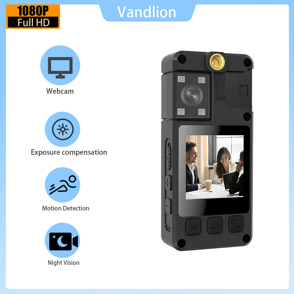 Vandlion A38 Prenosná mini telesná kamera 1080p HD IR Night Vision Sports Action DV Cameas 2000MAH Veľká kapacita batérie