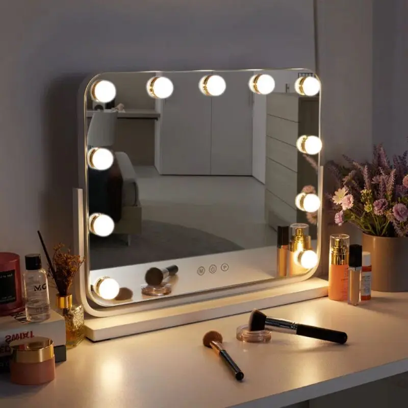 Vanity zrkadlo so svetlami 25.59''X21.25'''Makeup zrkadlo so svetlami dotykovou obrazovkou s 3 farebnými osvetlením stmievacie pre stolovú stolu